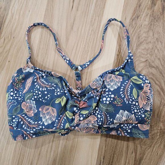 Title Nine Tidal Rave Underwire Agave Blue Floral Bikini Top Keukenhof 32C Swim - Picture 3 of 14